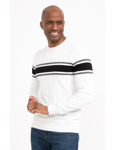 Pull col rond rayé Cote