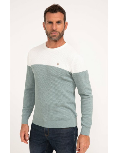 Pull col rond rayé Big