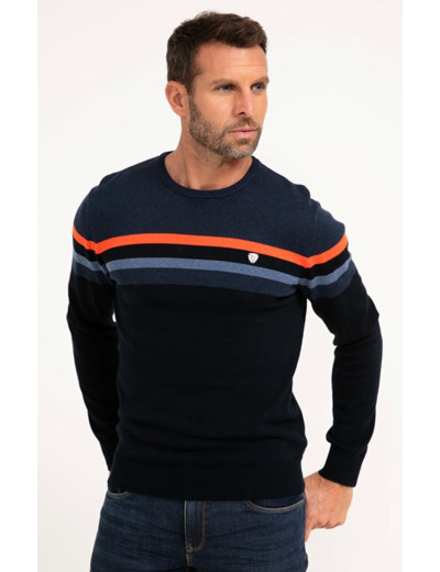 Pull col rond rayé Sunset