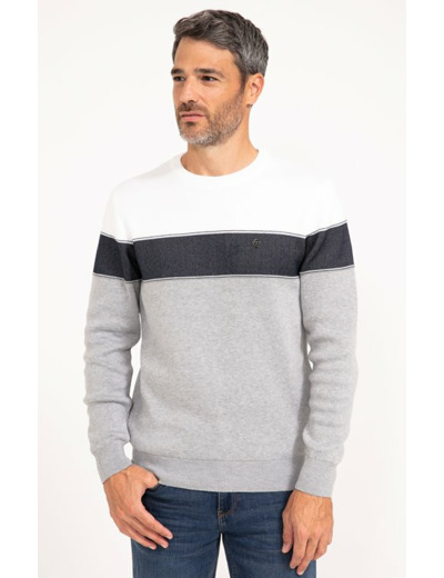 Pull col rond rayé Sporty
