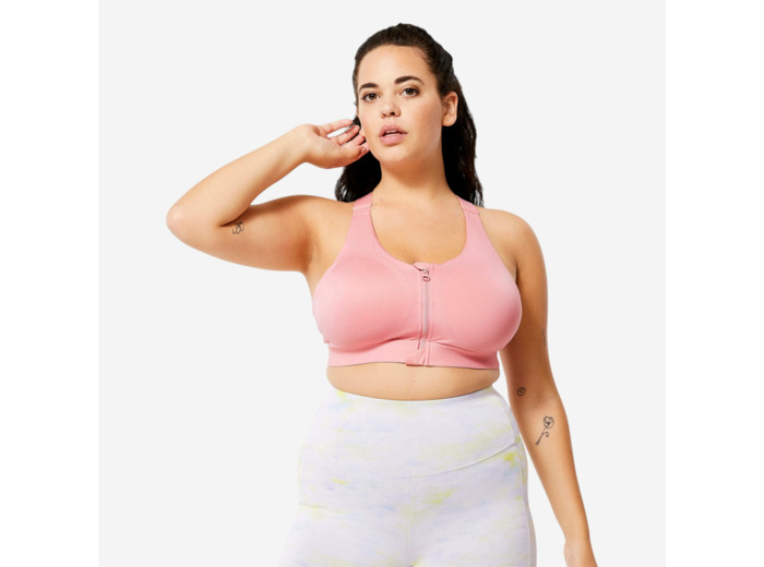Brassière zippée avec coques maintien fort Femme, Rose