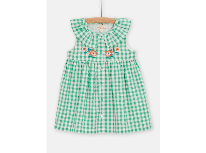 Robe vert menthe à imprimé vichy pour bébé fille