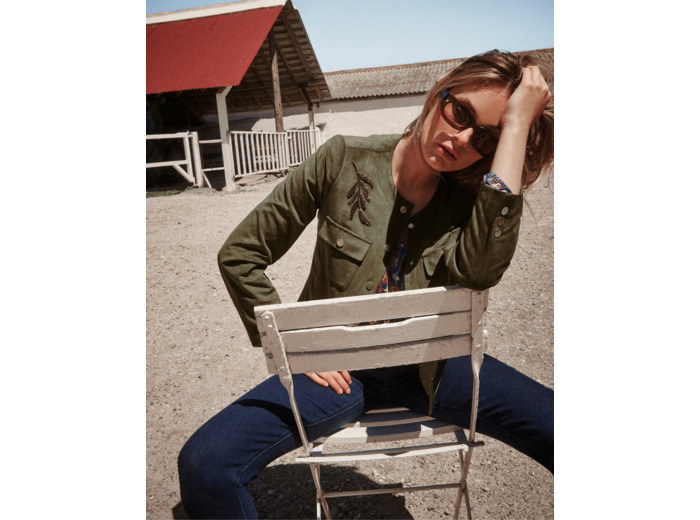 Veste courte unie KAKI Femme