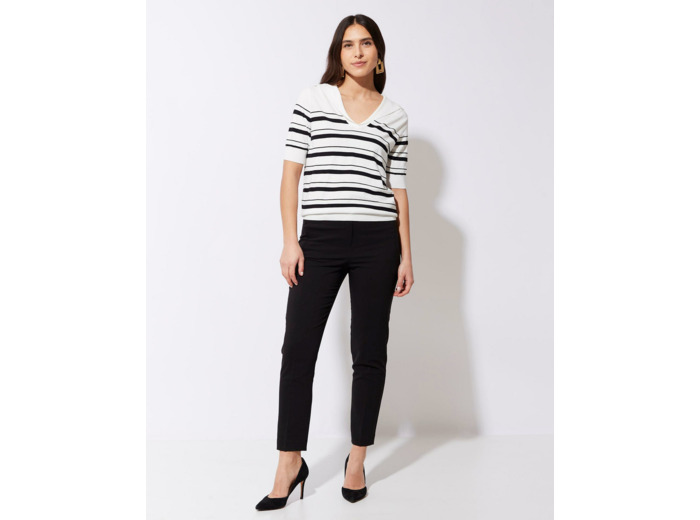 Pantalon long cigarette uni NOIR Femme