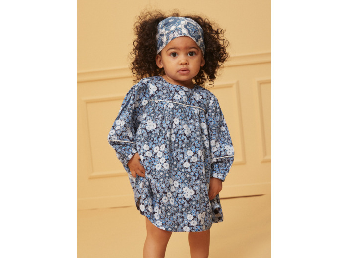 Robe bleu et blanc à imprimé fleuri