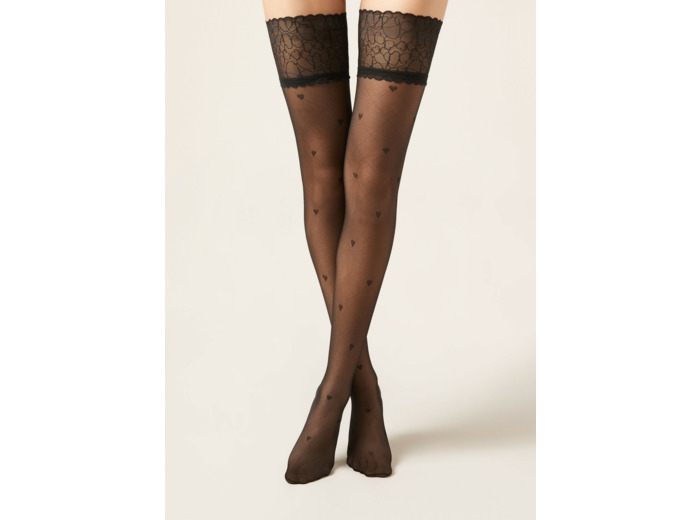 Bas autofixants voile à cœurs