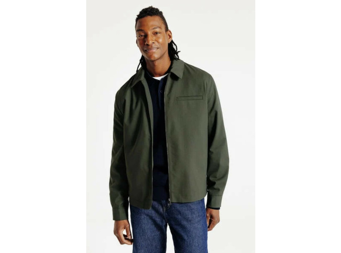 Veste col chemise zippée - Vert Kaki