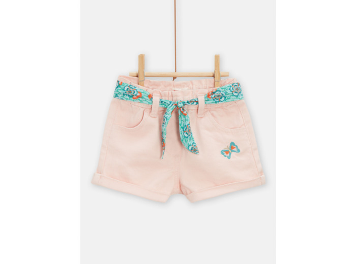 Short en denim rose pour bébé fille