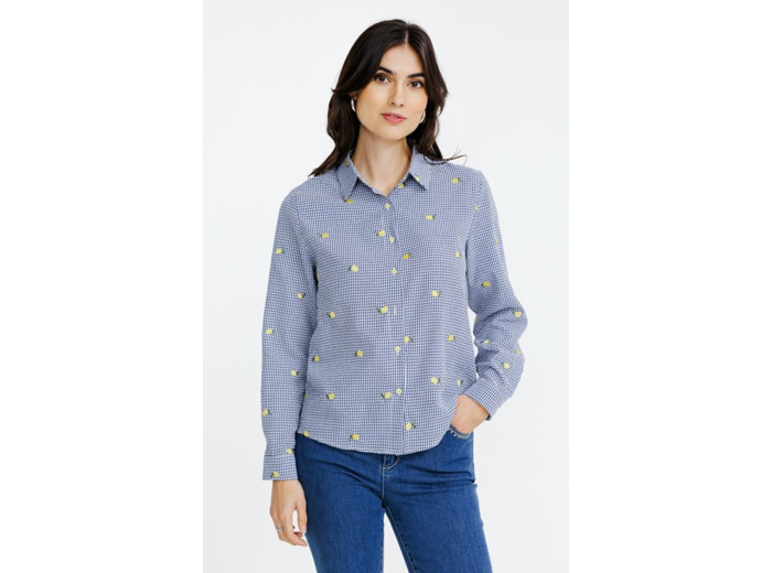 Chemise vichy avec broderie citron