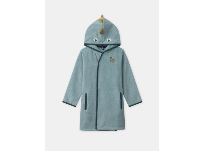 Peignoir bleu à capuche dinosaure Garçon