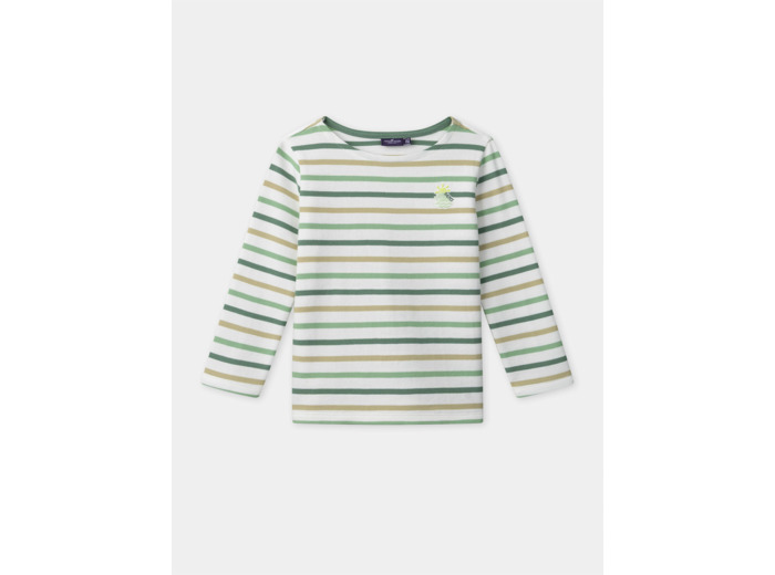 T-shirt à rayures vertes et manches longues Garçon