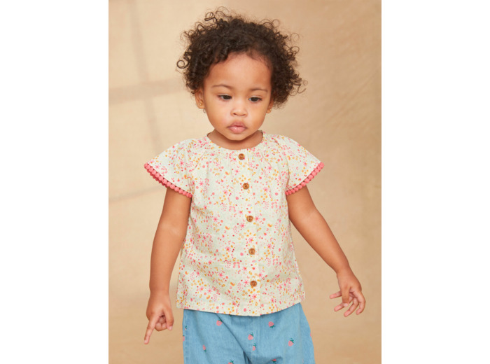 Blouse beige fleurie