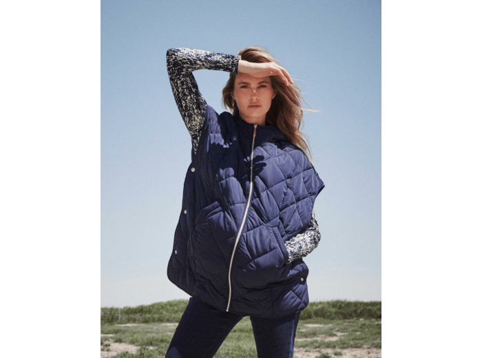 Manteau mi-long uni MARINE Femme