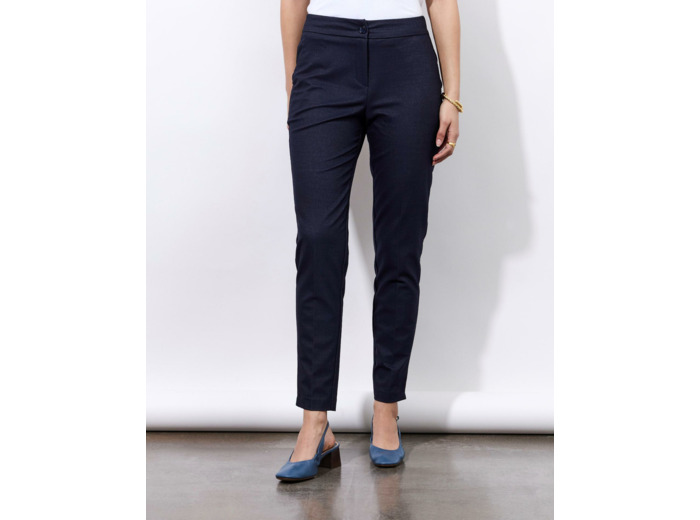 Pantalon 7/8 cigarette uni MARINE Femme