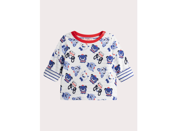 T-shirt réversible écru pour bébé garçon