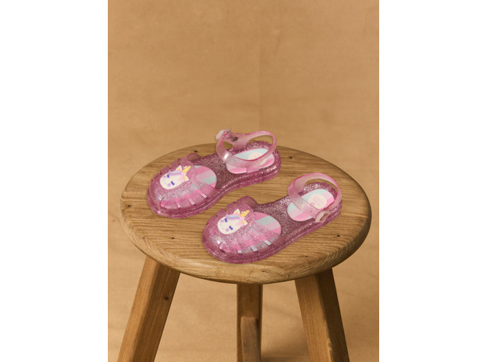 Sandales rose foncé paillettes