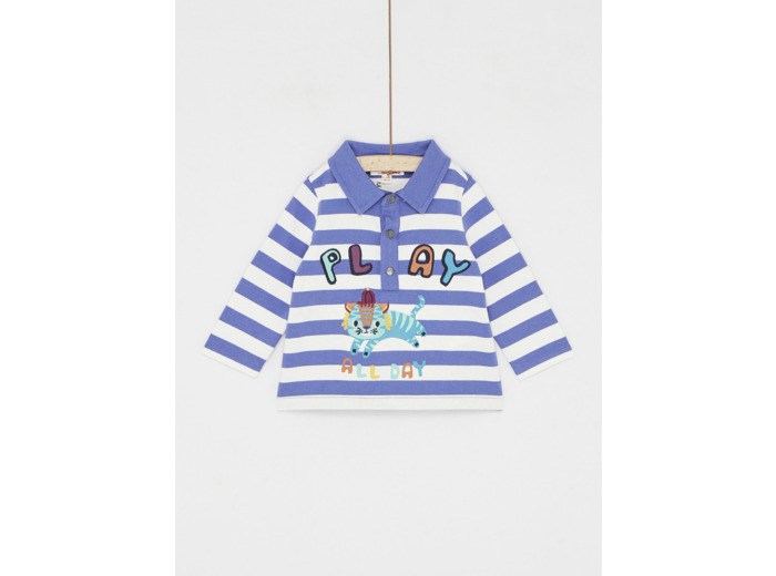 Polo aubergine à imprimé à rayures pour bébé garçon