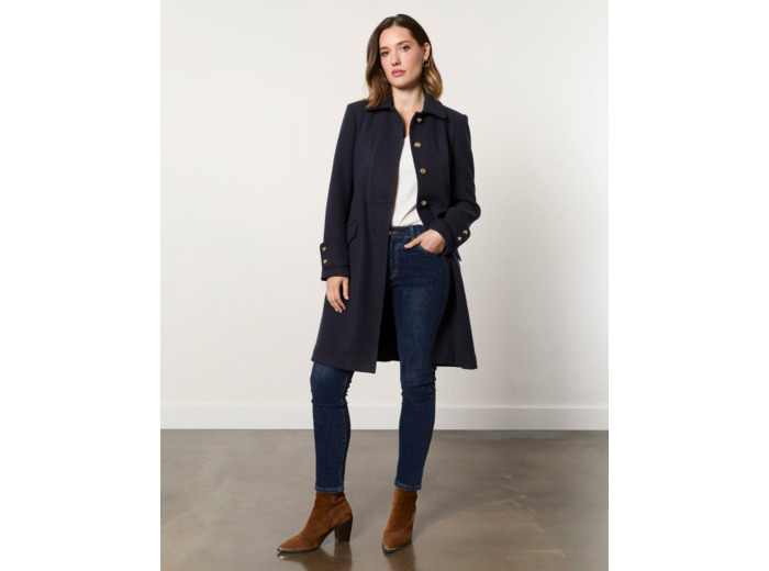 Redingote mi-long uni MARINE Femme