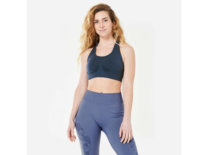 Brassière bretelles croisées maintien léger Femme, Bleu