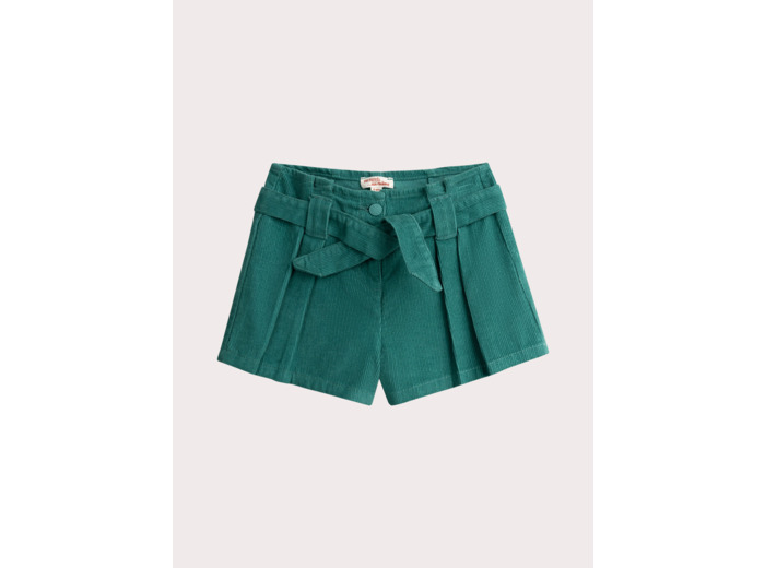 Short bleu vert en velours cotelé pour fille