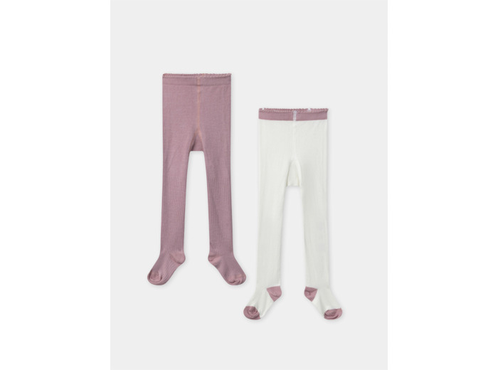 Lot de 2 collants rose uni ou blanc uni Bébé Fille