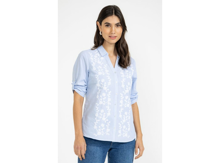 Chemise rayée brodée