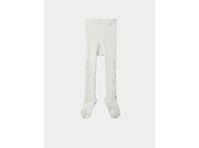 Collants écrus maille côtelée