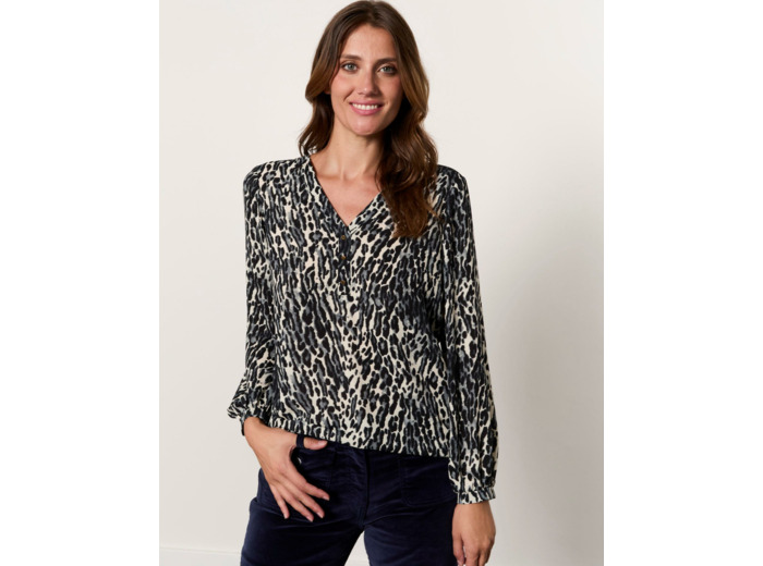 Blouse manches longues imprimée GRIS Femme