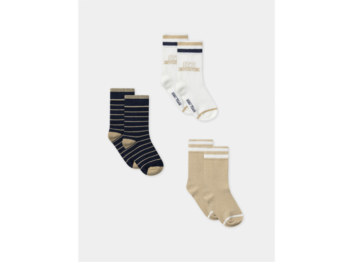 Lot de 3 paires de chaussettes à rayures ou uni Garçon
