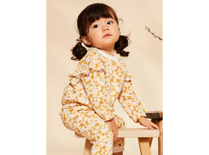 Haut de jogging écru à fleurs