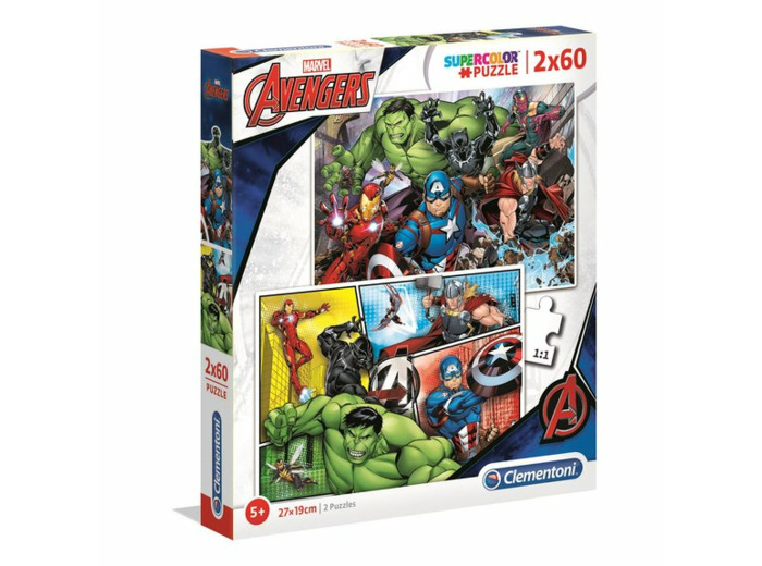2 puzzles 60 pièces Supercolor Avengers