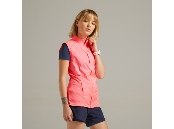 Veste coupe vent sans manche de running Femme - KIPRUN Run 900 Wind Rose