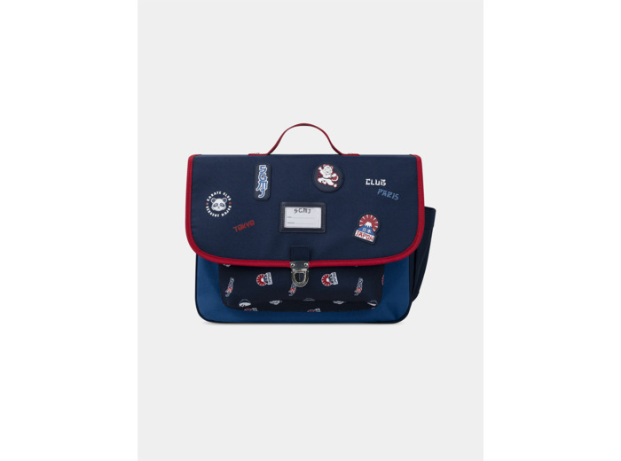 Cartable bleu marine imprimé et patch Japon Garçon