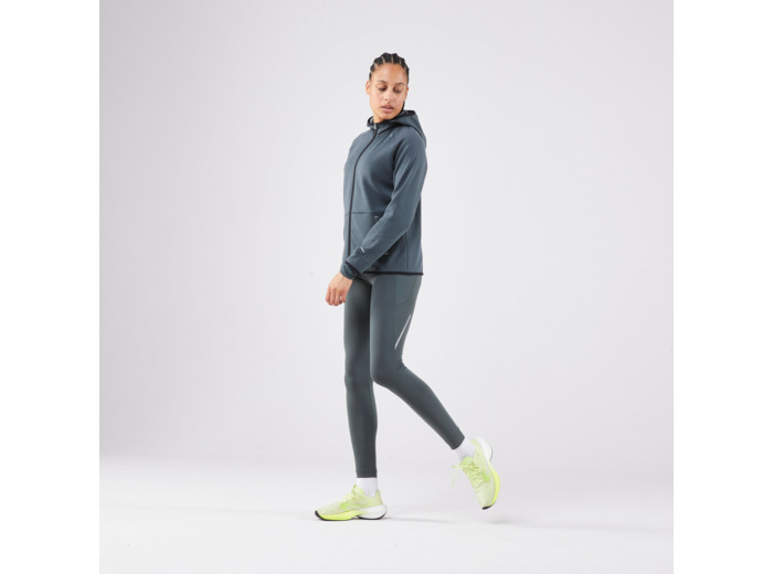 Legging chaud de running Femme- KIPRUN Run 500 Warm Vert fumé