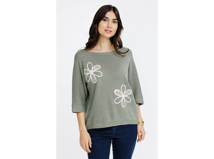 Pull avec patchs fleurs