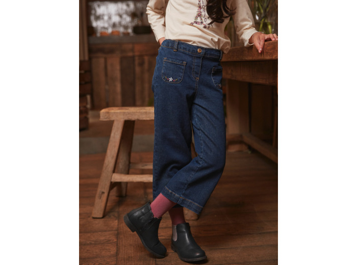 Jeans wide leg brodé