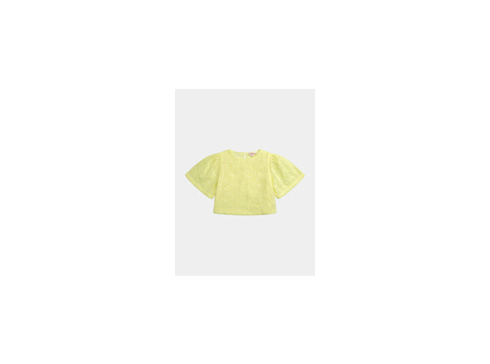 Blouse  jaune pâle en broderie anglaise pour fille
