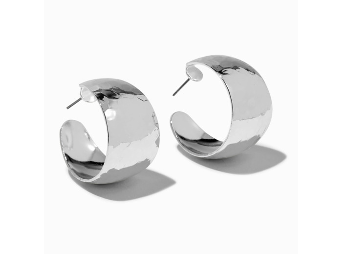 Créoles 20 mm haricot couleur argentée