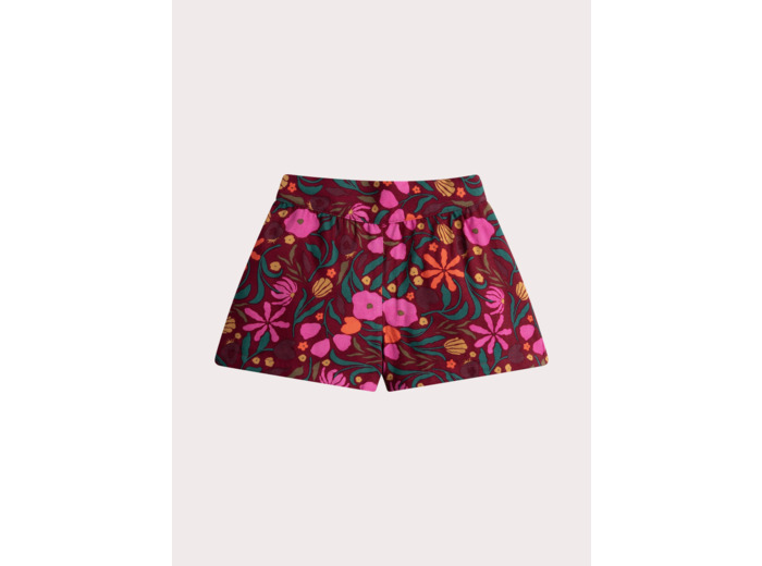 Short rouge imprimé fleuri pour fille
