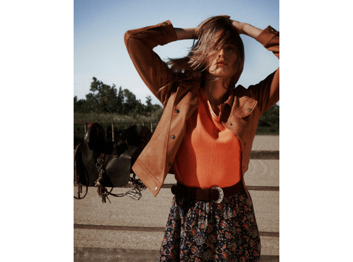 Veste mi-longue uni CAMEL Femme