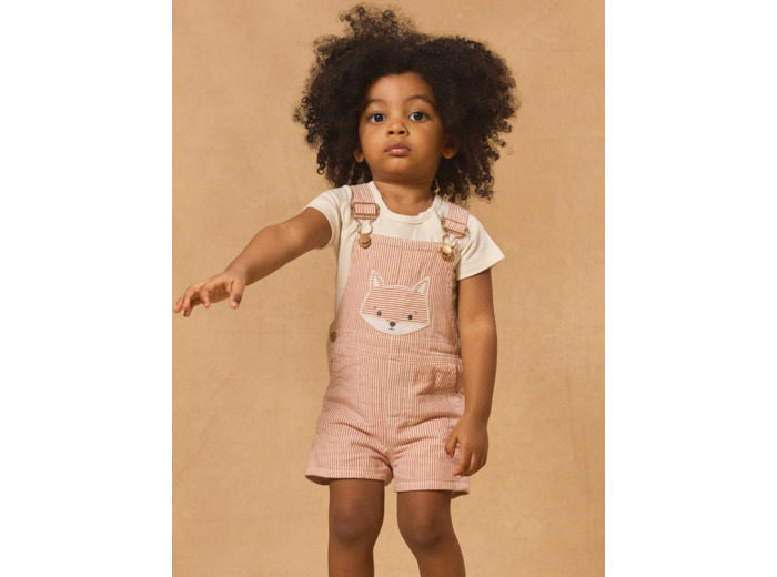 Salopette courte rayée renard