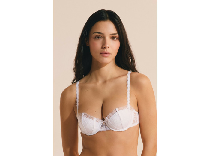 Soutien-gorge push up balconnet en dentelle et satin,Soutien-gorge push up balconnet en dentelle et satin;${refinementColor}