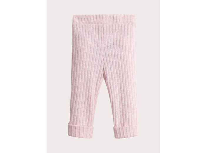Legging rose chinée en côte pour bébé fille