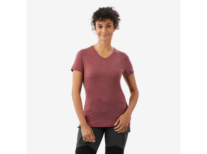 T-shirt manches courtes en laine mérinos femme, Merino Fresh marron