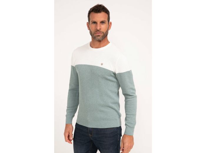 Pull col rond rayé Big