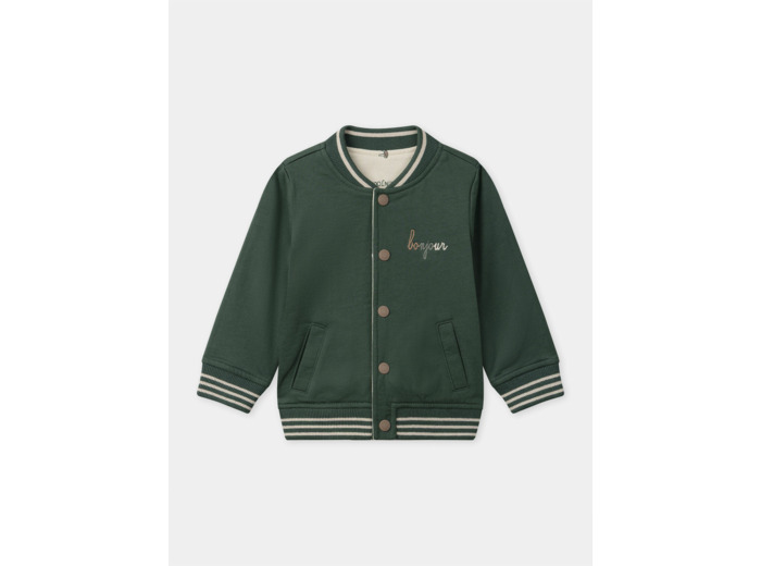 Teddy réversible vert foncé uni ou écru imprimé chiens Bébé Garçon