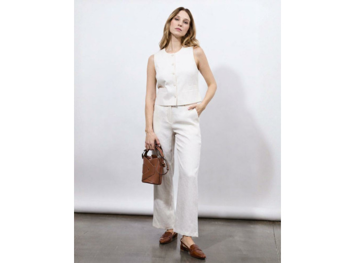 Gilet court uni BLANC Femme