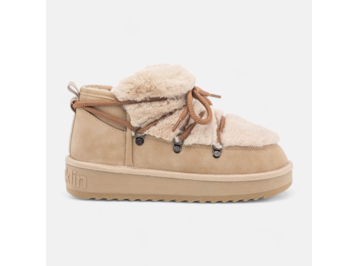 Boots à talon compensé Femme beige