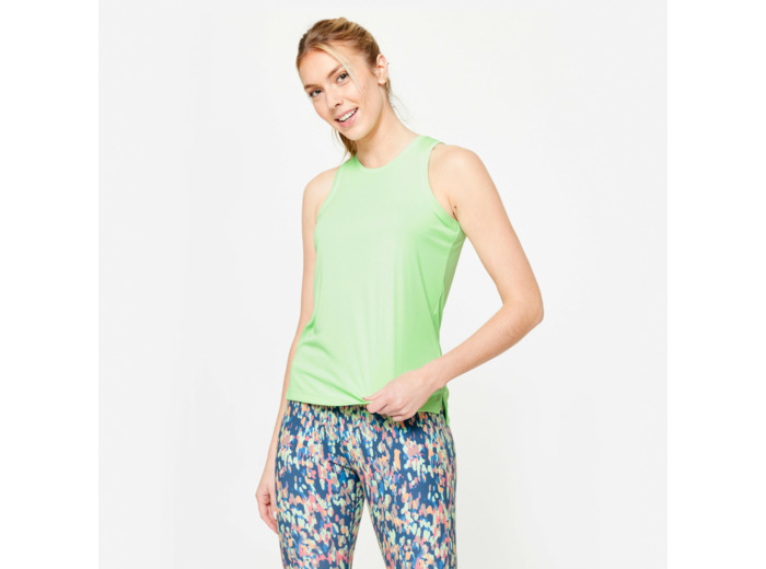 Débardeur de fitness coupe droite femme, vert sorbet