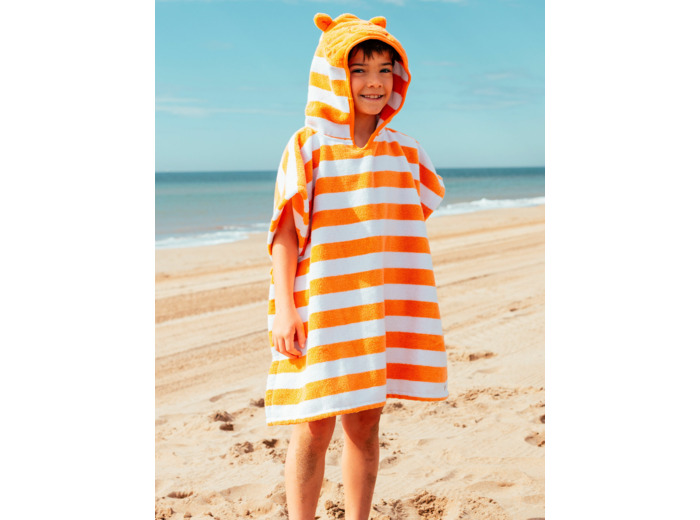 Poncho de bain rayée à capuche